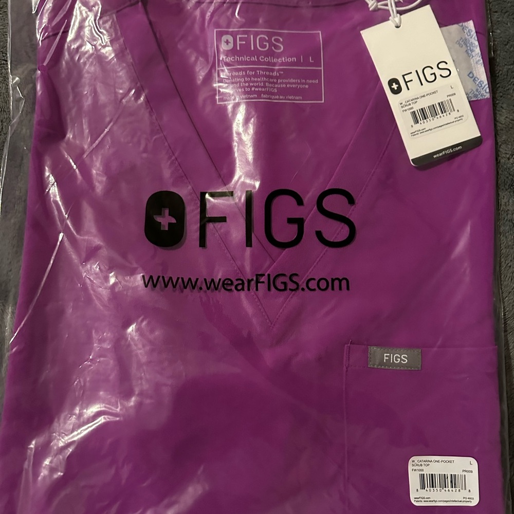 Figs Catarina Scrub Top, Large, Purple Jolt